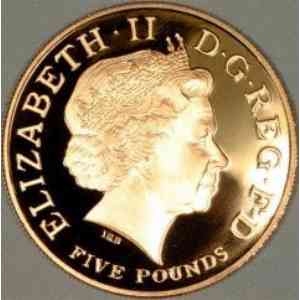 Click para ampliar. Pulsa en el nombre para ver la ficha. Trafalgar moneda de 5 s.p. anverso